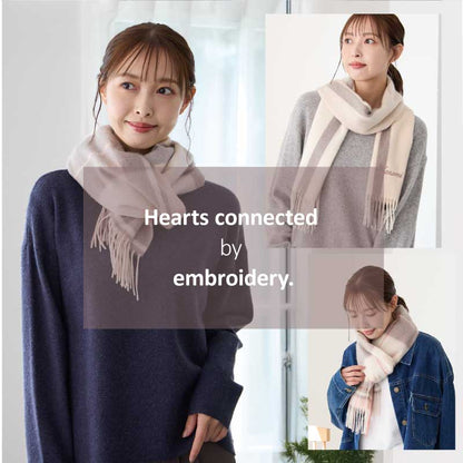 LOE カシミヤ100％マフラー チェック・ライン