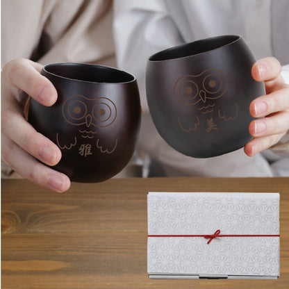 幸せの福ろう木製カップ ペア