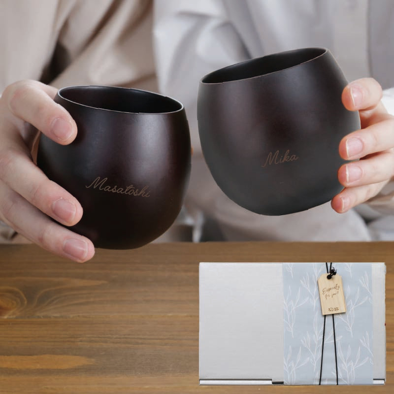 まあるい木製カップ ペア