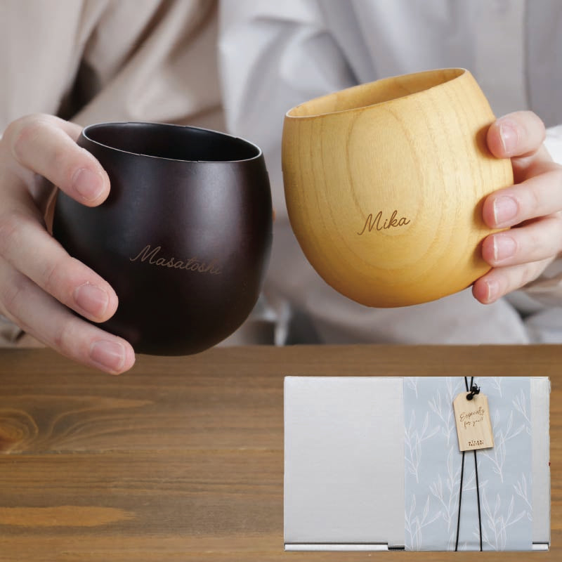 まあるい木製カップ ペア