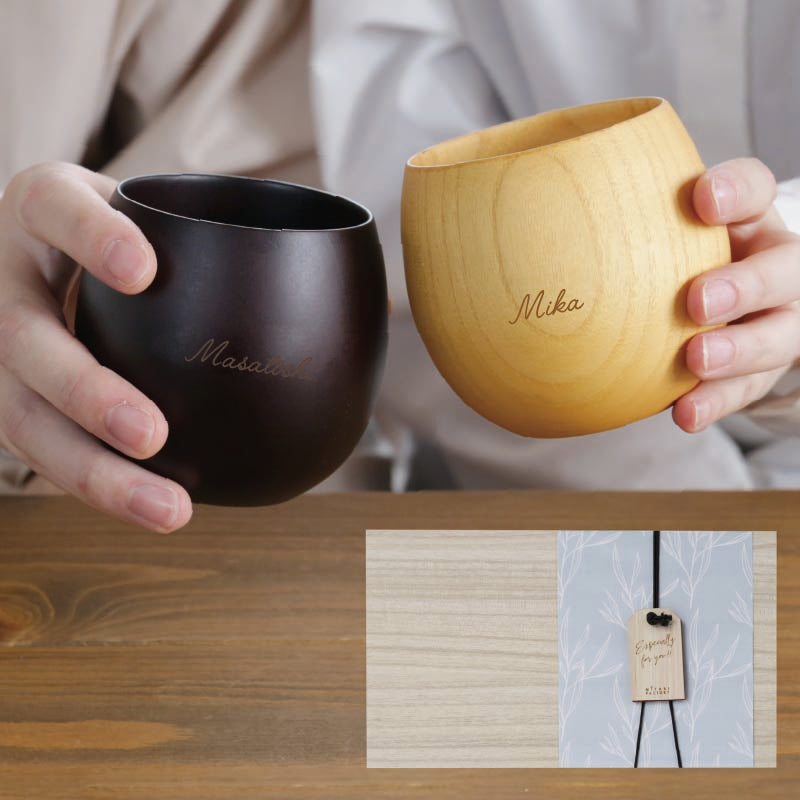 まあるい木製カップ ペア