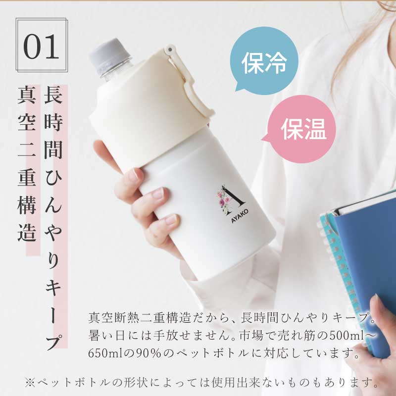 折りたたみハンドル式 ペットボトルクーラー フラワーイニシャル/ ABIB-E