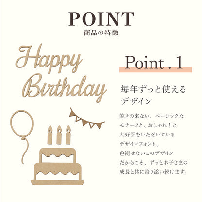 【moqmo】木製レターバナー 誕生日