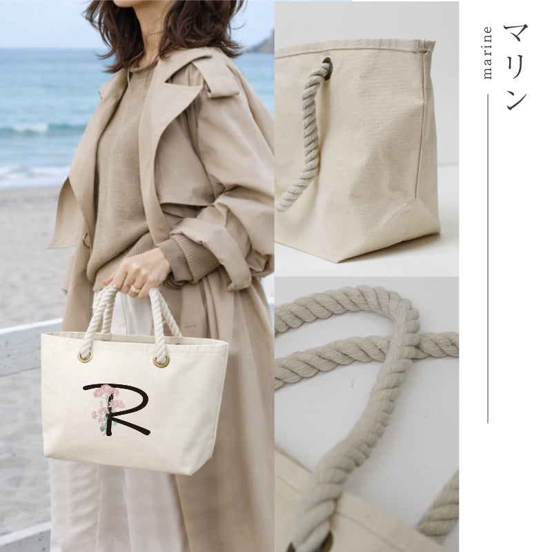 リバティ ハンカチ 付き ナチュラル イニシャル フラワー トート