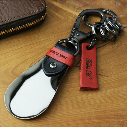 靴ベラ付本革キーホルダー